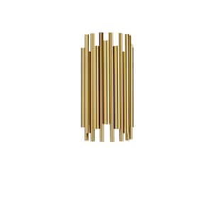 Weslyn 7 in. 2-Light Aged Brass Contemporary Wall Sconce