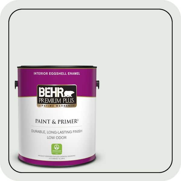BEHR PREMIUM PLUS 1 gal. #BL-W07 Wind Chill Eggshell Enamel Low Odor Interior Paint & Primer