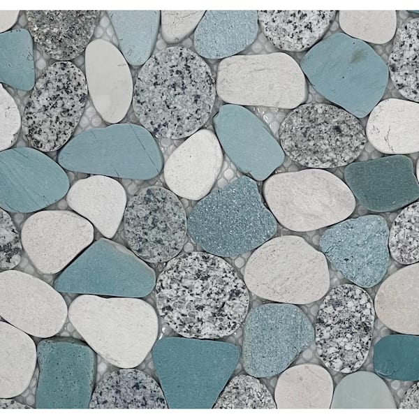 Sliced Pebble Speckled Green 4 in. x 6 in. Mosaic Tile Sample