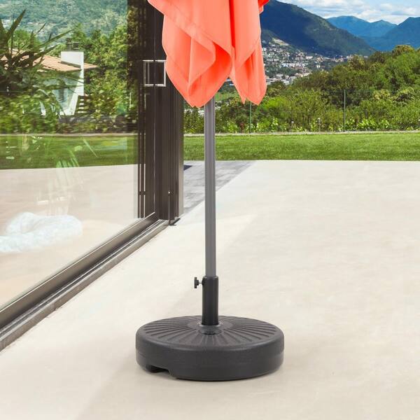 corliving gray black patio umbrella stand CorLiving Patio Umbrella Base with Steel-Lined Attachment Piece in Dark  Grey PPU-903-U