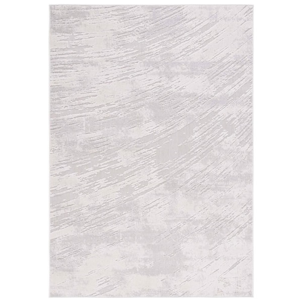 SAFAVIEH Cabana Gray/Ivory 5 ft. x 8 ft. Abstract High-Low Indoor/Outdoor Area Rug