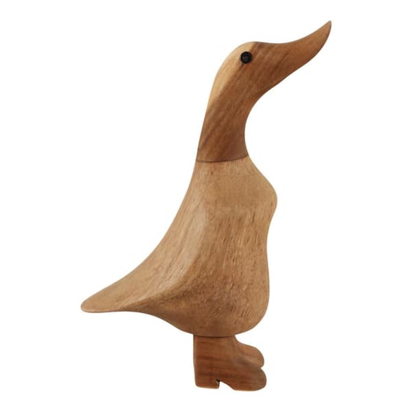 Brown 5.25 in. x 8.5 in. Wood Duck in Boots Decorative Sculpture