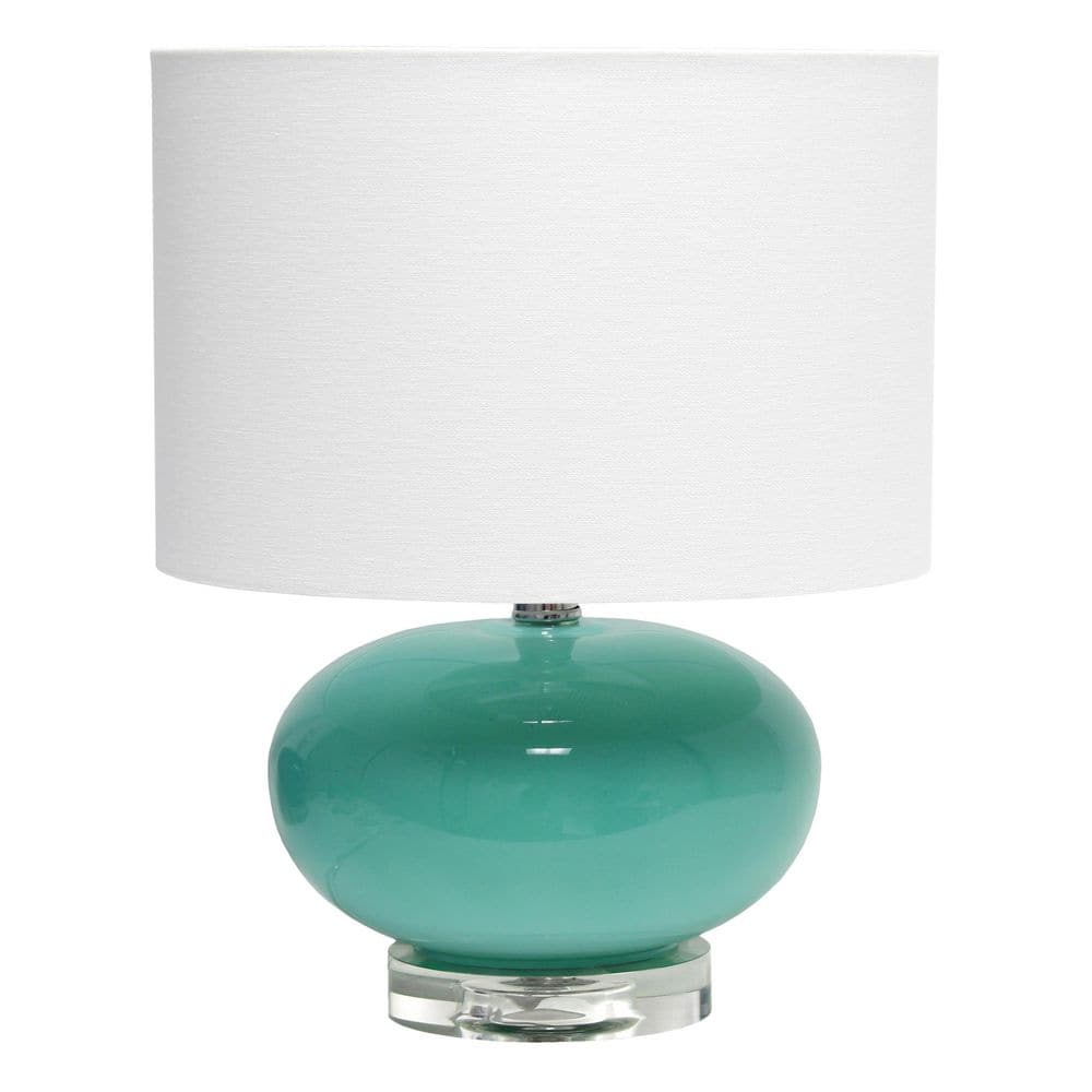 Lalia Home 15 25 In Aqua Modern Ovaloid Glass Bedside Table Lamp With   Aqua Table Lamps Lht 3005 Au 64 1000 