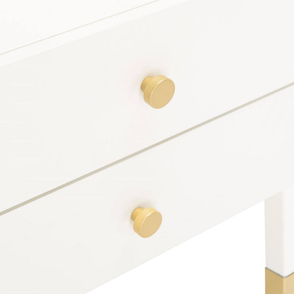 Cove Chic White/Gold Rectangular Storage Accent Table