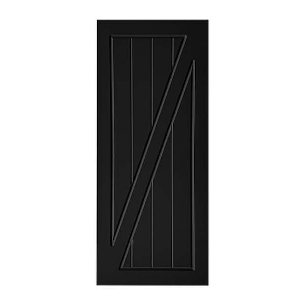 AIOPOP HOME Modern Z Frame 21 in. x 80 in. MDF Black Barn Sliding