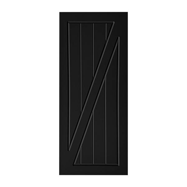 AIOPOP HOME Modern Z Frame 21 in. x 84 in. MDF Black Barn Sliding