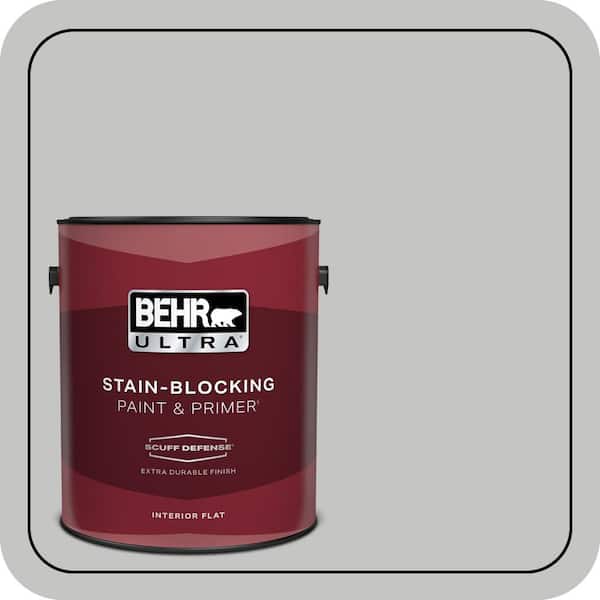 BEHR ULTRA 1 gal. #N520-2 Silver Bullet Extra Durable Flat Interior Paint & Primer