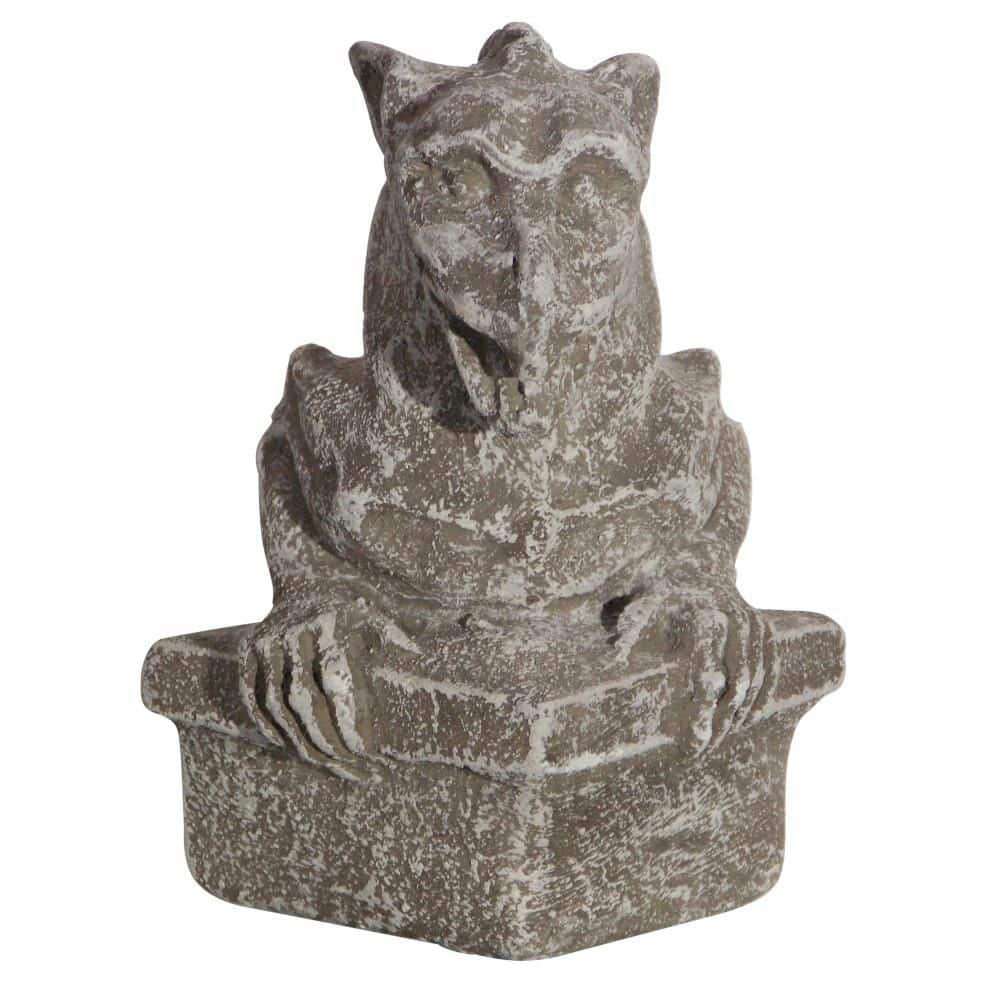 English Antique Concrete 5 in. W x 6 in. H Cornerstone Dragon Gargoyle