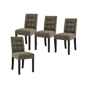 Schmitz Tobacco Brown Textured Fabric Lace-Tufted Parsons Chairs (Set of 4)