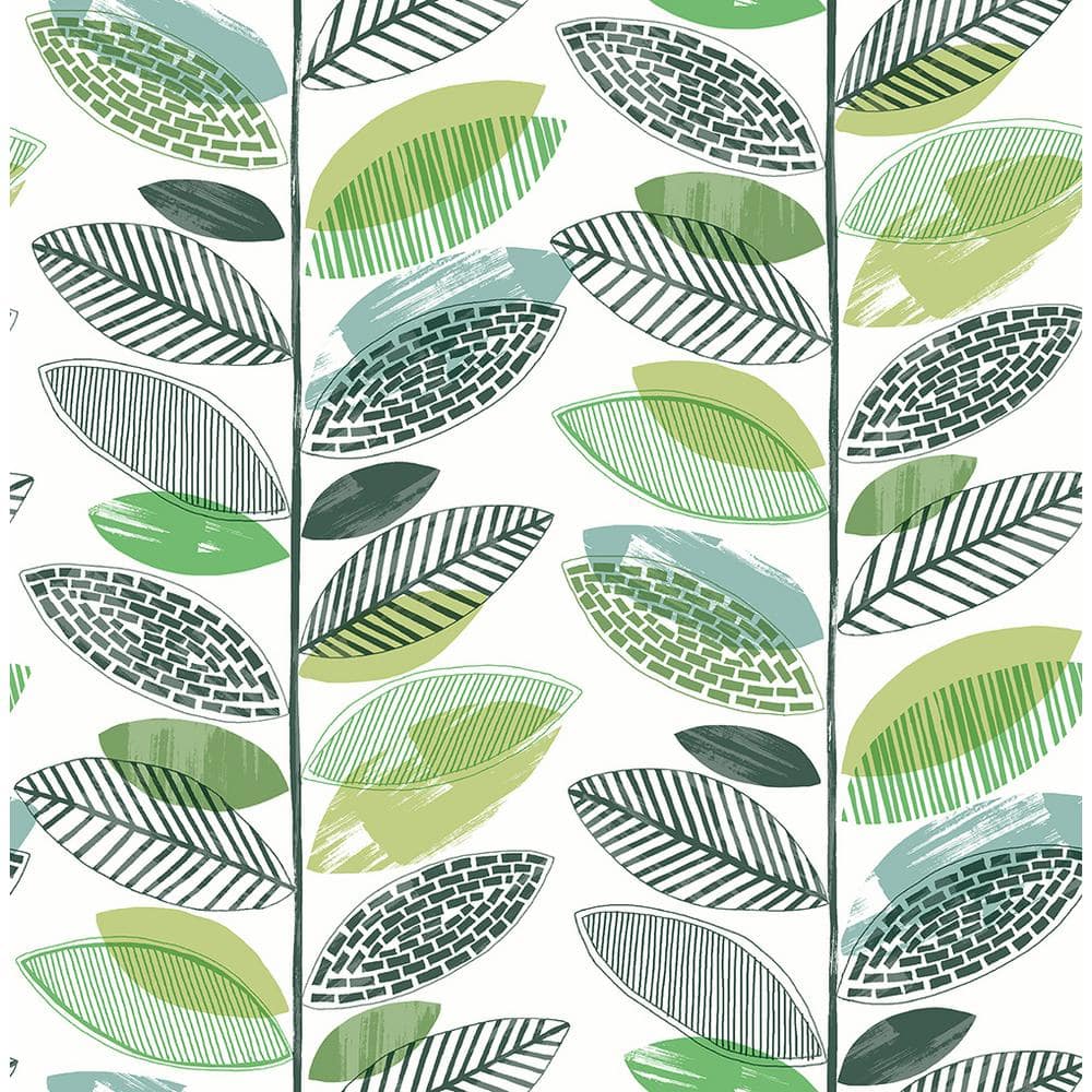 Brewster Nyssa Green Leaves Green Paper Strippable Roll (Covers 56.4 sq ...