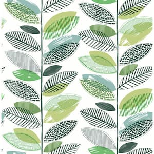 Nyssa Green Leaves Green Paper Strippable Roll (Covers 56.4 sq. ft.)