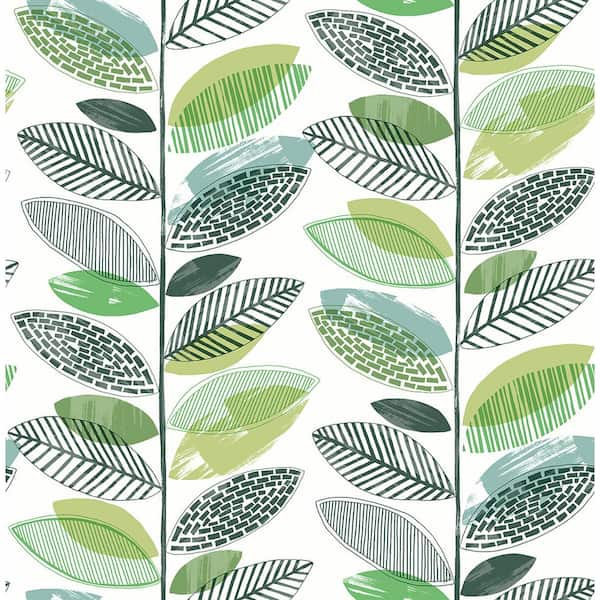 Brewster Nyssa Green Leaves Green Paper Strippable Roll (Covers 56.4 sq. ft.)