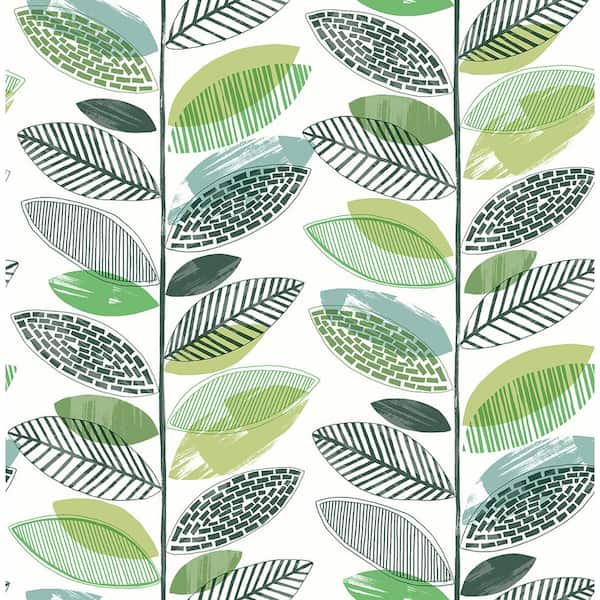 Brewster Nyssa Green Leaves Green Wallpaper Sample