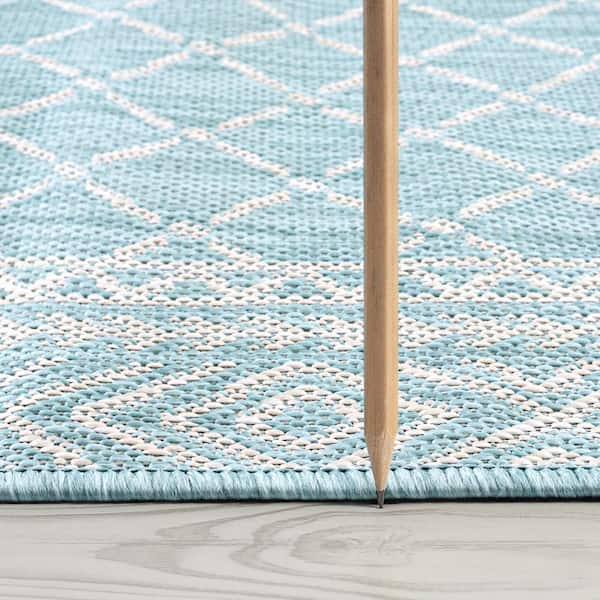 Eco Diamond Aqua 8 ft. x 10 ft. Indoor/Outdoor Area Rug