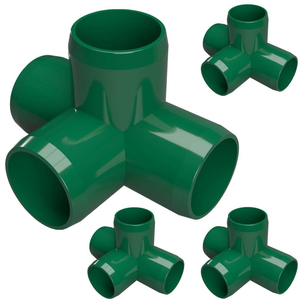 Formufit 1-1/4 in. Furniture Grade PVC 4-Way Tee in Green (4-Pack ...