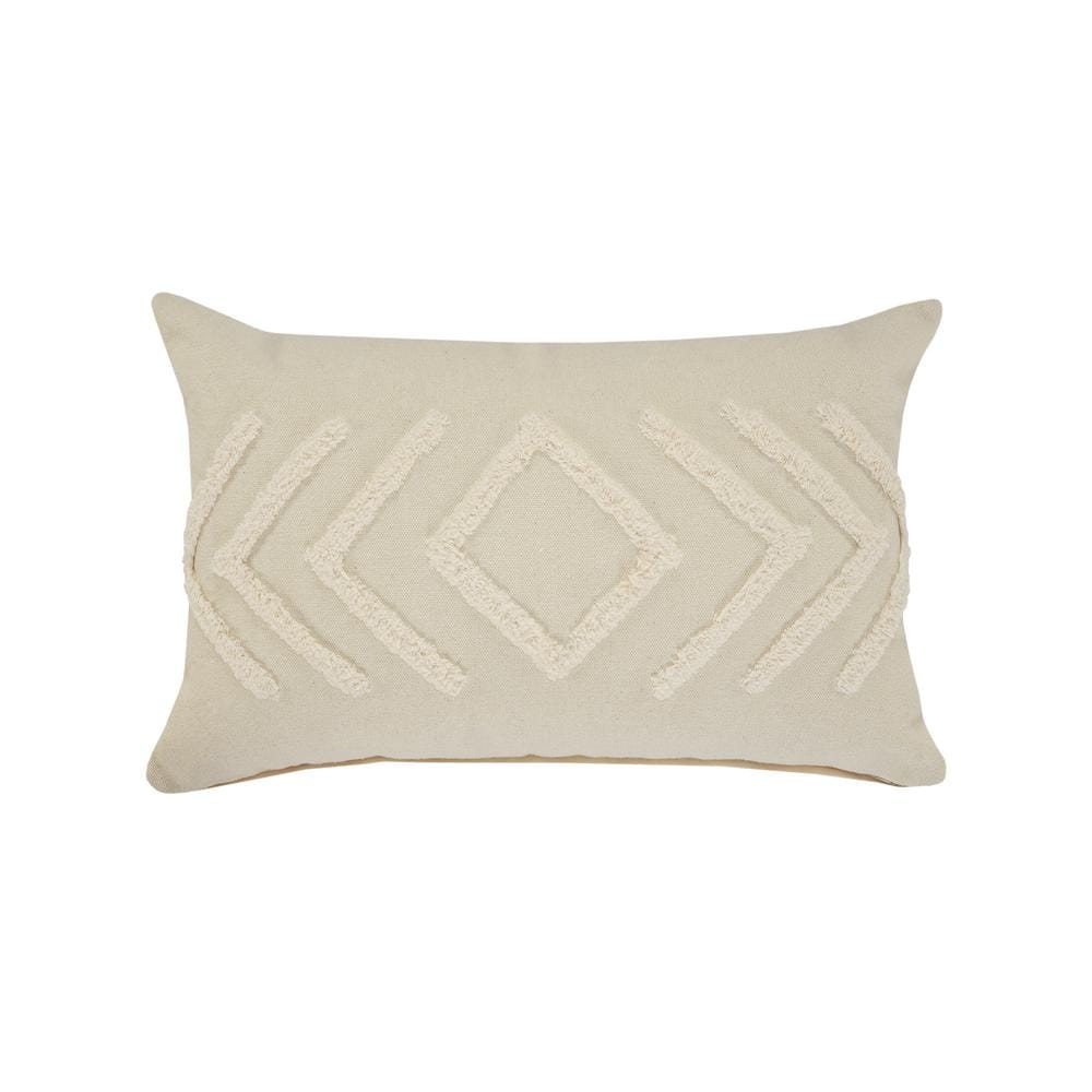 LR Home Directional Birch / Off - White Geometric Diamond Tufted Poly ...