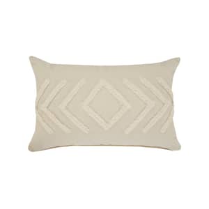Directional Birch / Off - White Geometric Diamond Tufted Poly-Fill 24 in. x 16 in. Lumbar Throw Pillow