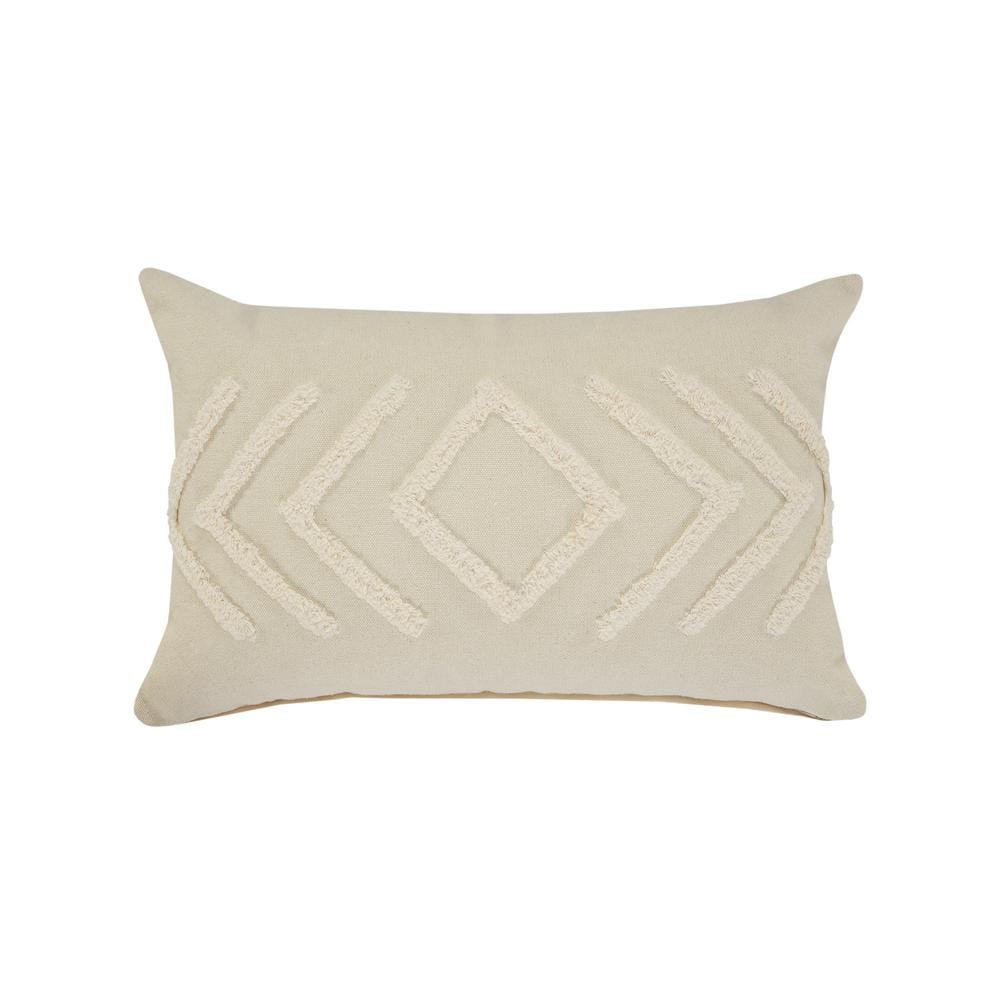 Directional Birch / Off - White Geometric Diamond Tufted Poly-Fill 24 in. x