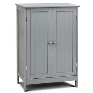 23.5 in. W Bathroom Floor Cabinet Wooden Storage Linen Cabinet Living Room Modern Grey