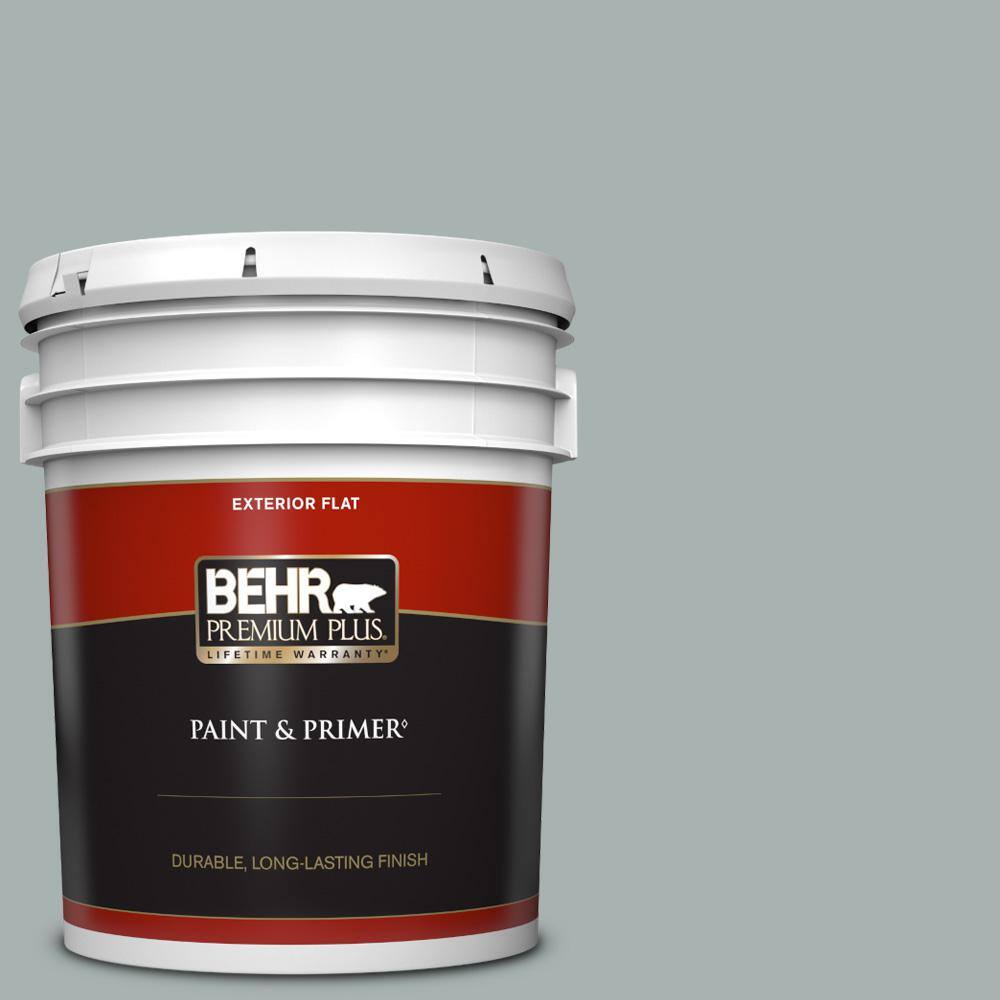 BEHR PREMIUM PLUS 5 gal. 730F4 Flint Smoke Flat Exterior Paint