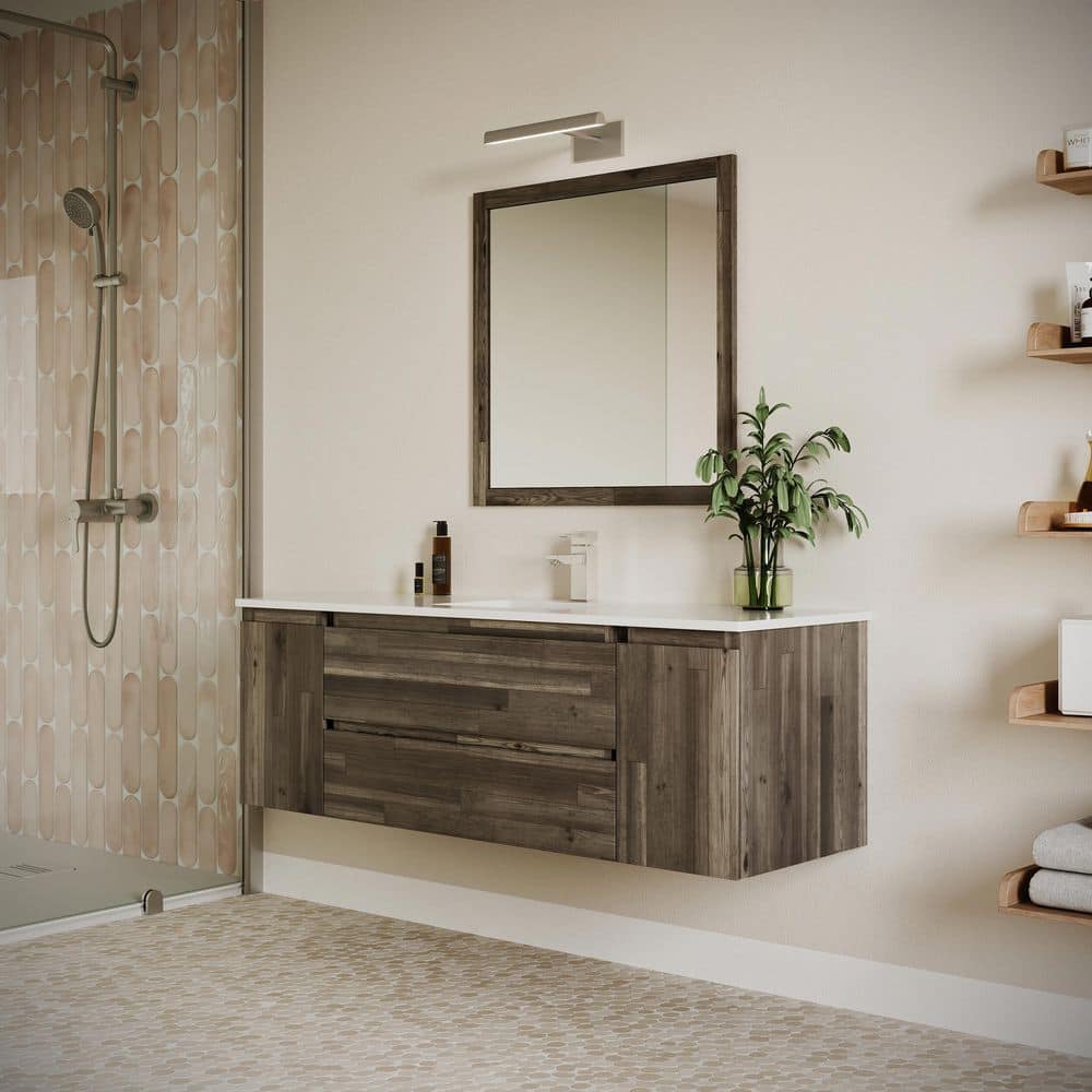 Formosa 60'' Brown Wall-Mount Vanity with Quartz Top
