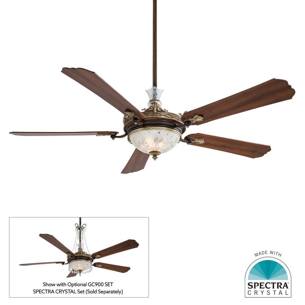 Cristafano 68" Belcaro Walnut Ceiling Fan with Etched Glass Shade