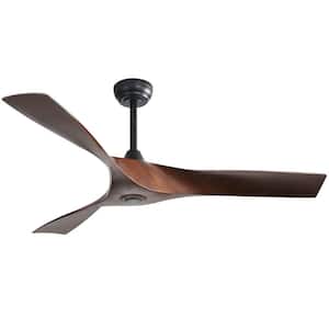 52 in. Indoor Black Modern Ceiling Fan with Remote Control 3 ABS Blades Ceiling Fans without Light