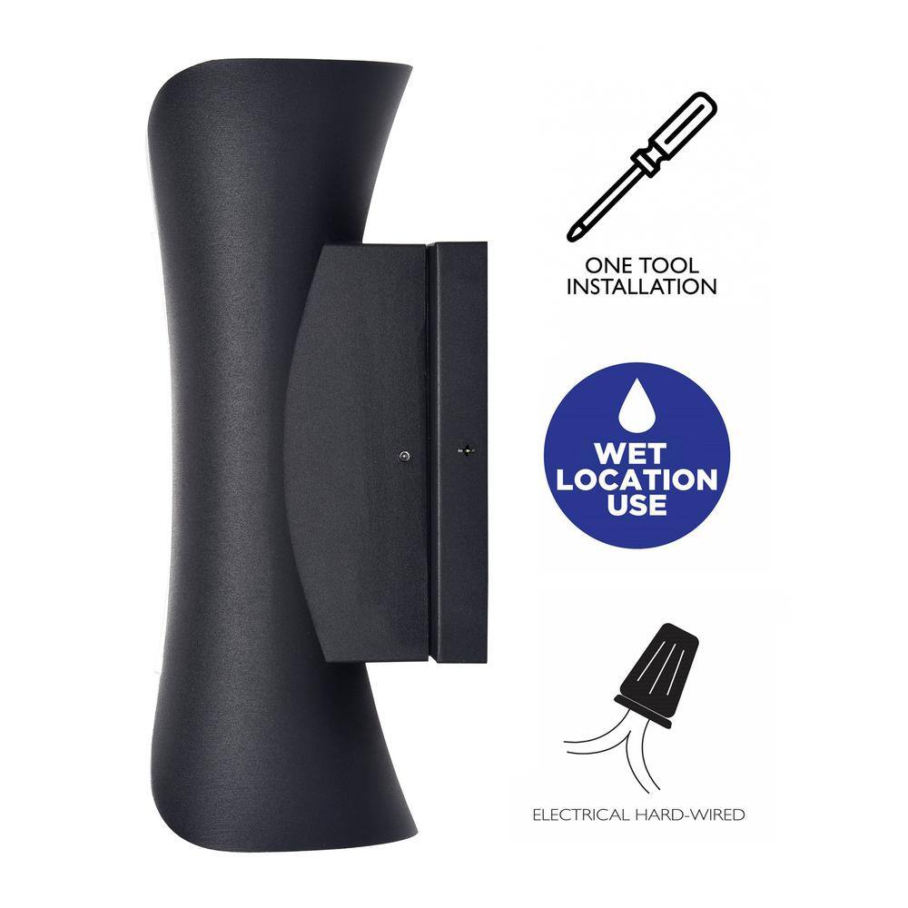 Contemporary Hourglass LED Outdoor Wall Sconce in Black and White