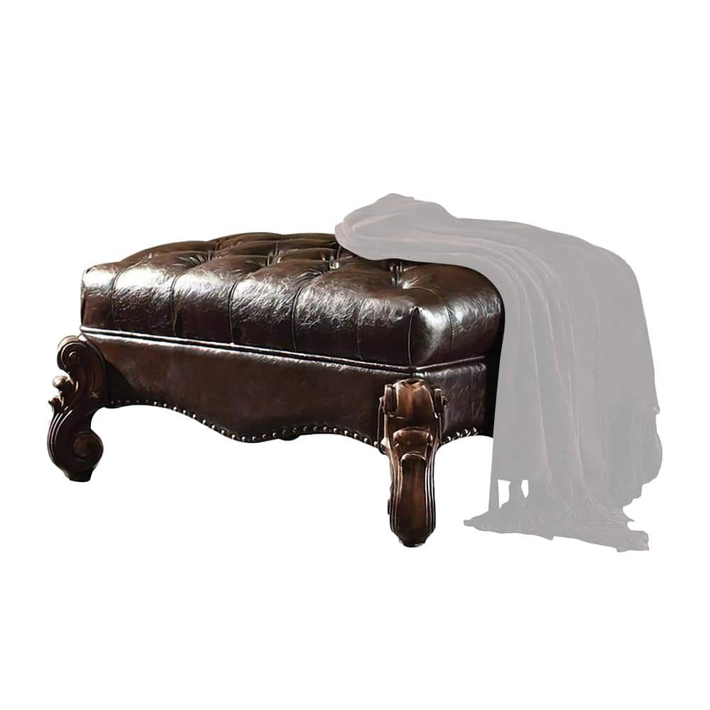 Versailles 37" Dark Brown and Cherry Oak Tufted Ottoman