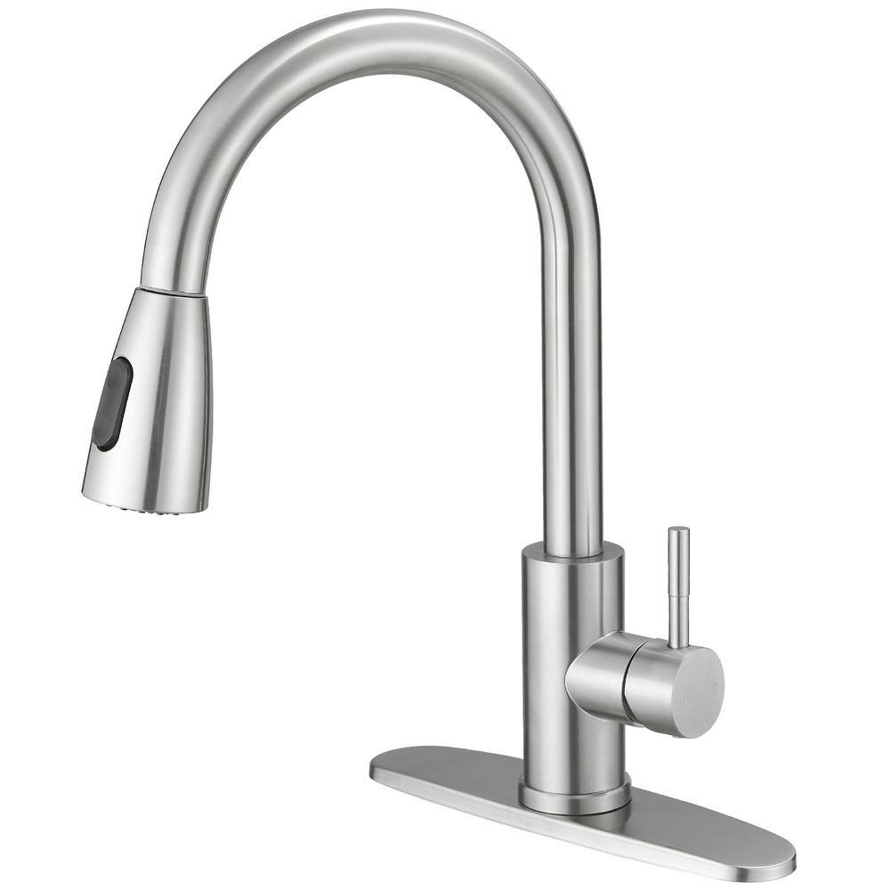 Single Handle Pull Down Sprayer Kitchen Faucet Commercial Kitchen Sink Faucets for RV, Laundry in Brushed Nickel price history on PriceWatchPro