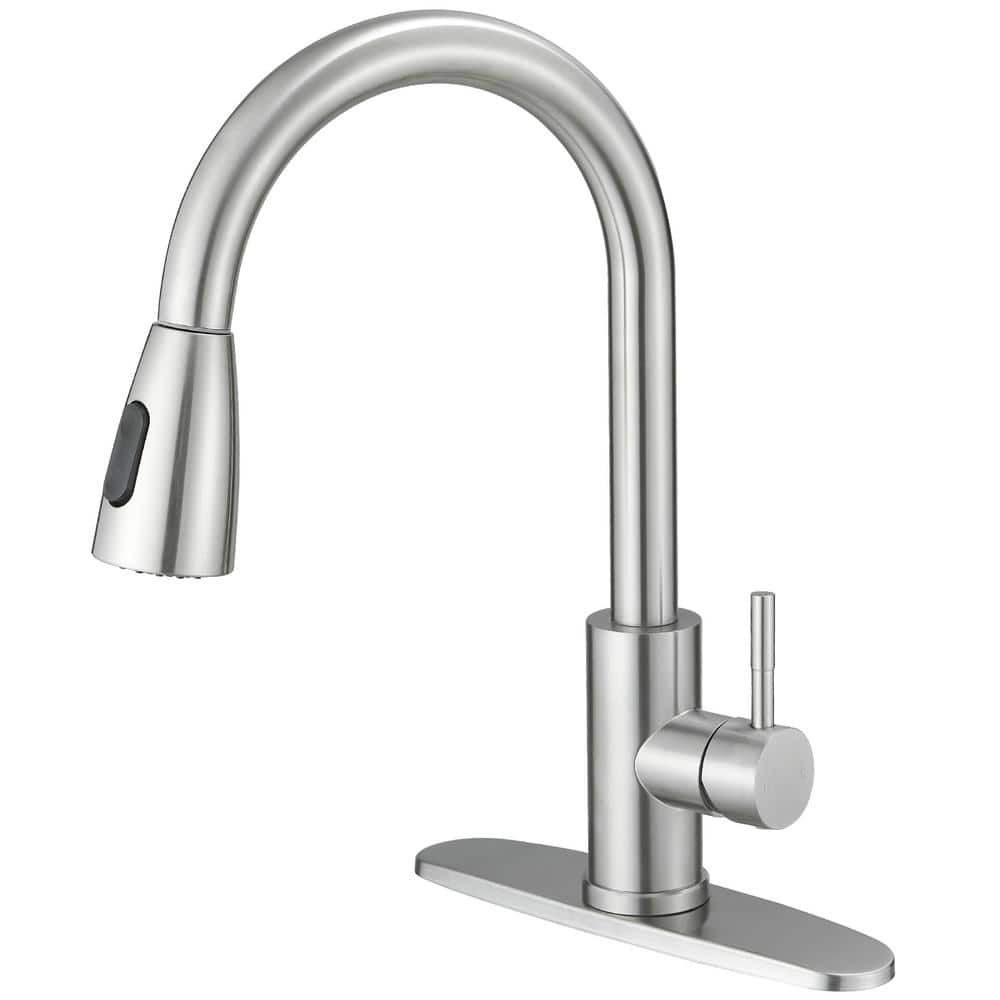 Single Handle Pull Down Sprayer Kitchen Faucet with Spot Resistant in Brushed Nickel price history on PriceWatchPro