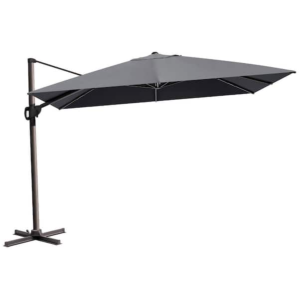 Crestlive Products 11.5 ft. x 9 ft. Rectangular 360° Rotation Cantilever Tilt Patio Umbrella in Dark Gray