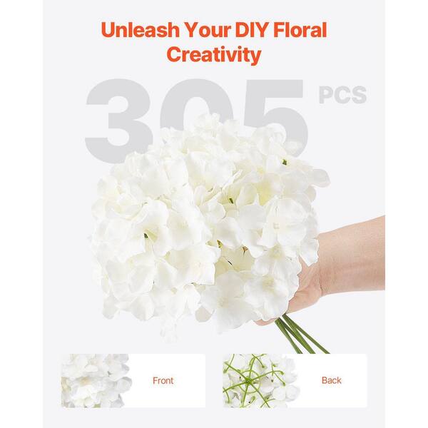Tahanbath 14.18 in 305-Pieces White Silk Artificial Hydrangeas