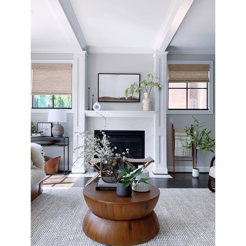 Elegant Ivory 6' x 6' Square Hand-Woven Wool & Viscose Area Rug