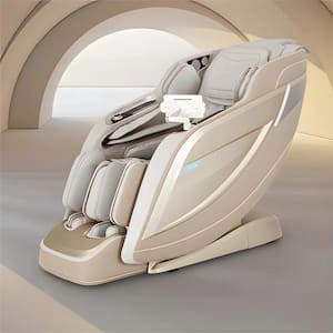 Pro 8500 MAX Series Taupe Faux Leather Reclining 4D Massage Chair with Zero Gravity, Dual Rail Massage, 24 Auto Programs