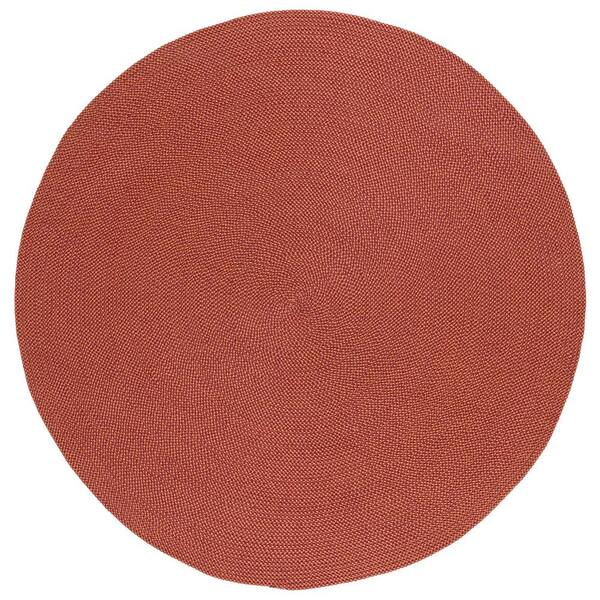 SAFAVIEH Braided Red Gold 5 ft. x 5 ft. Abstract Round Area Rug