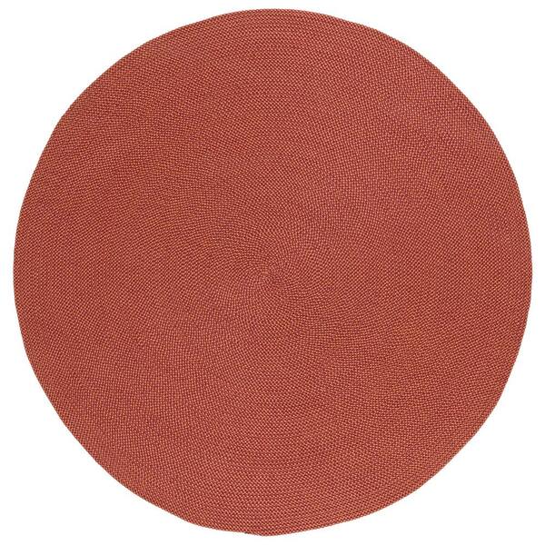 SAFAVIEH Braided Red Gold 7 ft. x 7 ft. Abstract Round Area Rug