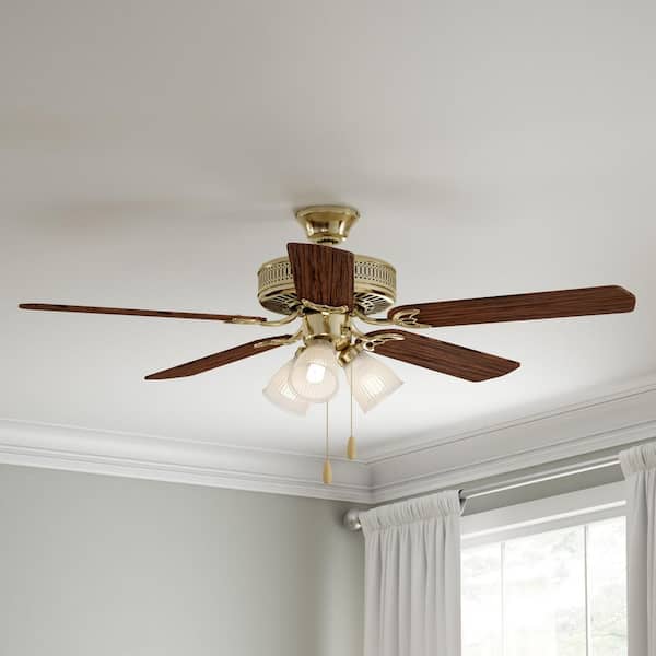 Hampton Bay Landmark Plus 52 in. Indoor Polished Brass Ceiling Fan