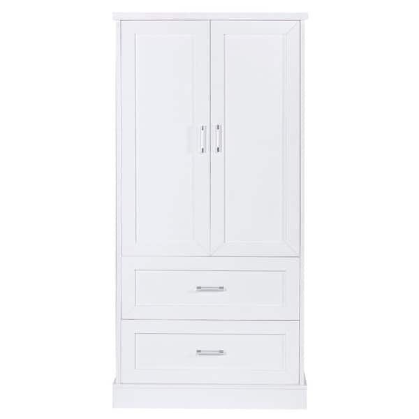 JimsMaison 31.30 in. W x 16 in. D x 64 in. H White Linen Cabinet with Adjustable Shelf