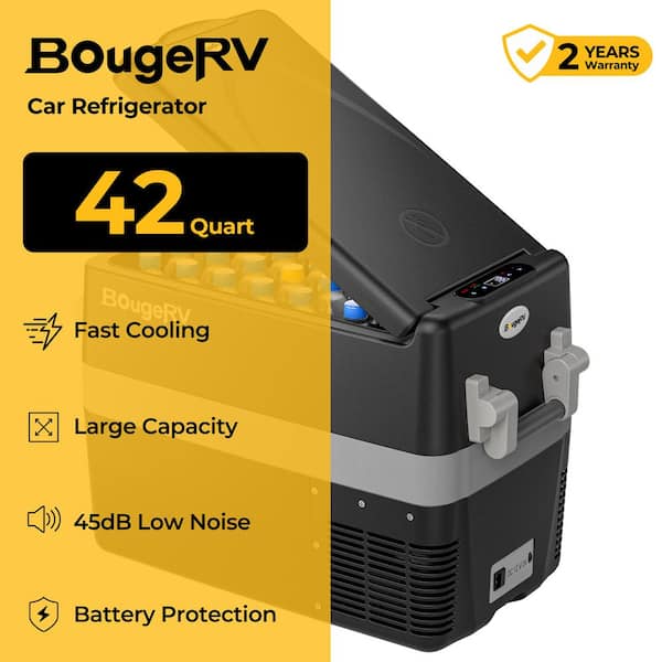 1.4 cu. ft. Portable Outdoor Refrigerator 12V Fridge Freezer Portable Car Fridge 42 qt. Portable Refrigerator in Black