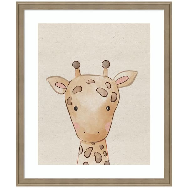 Florence "Baby Animal Giraffe Natural" by The Creative Bunch Studio Words Framed Art Print 26 in. x 22 in.