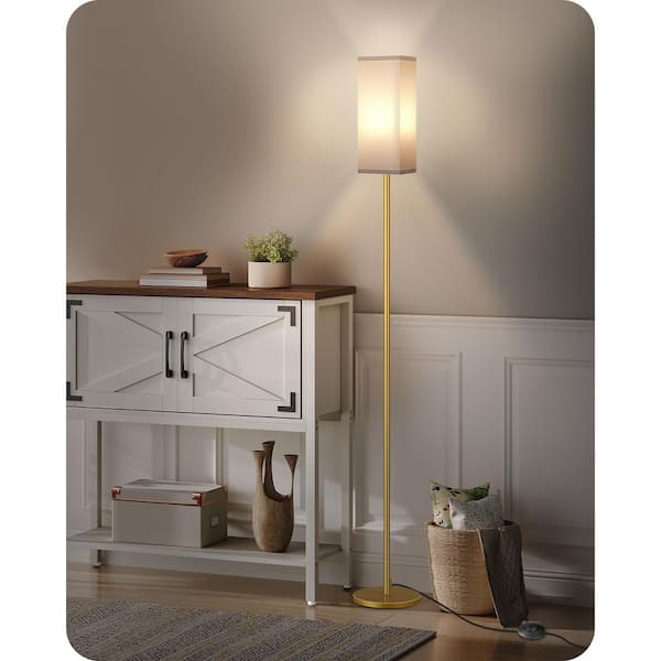 64.6 in.Gold E26 Pole Standard Floor Lamp with Foot Switch