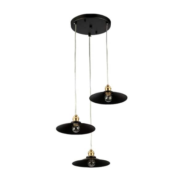 Warehouse of Tiffany Simba 16 in. 3-Light Indoor Black Waterfall Chandelier with Light Kit