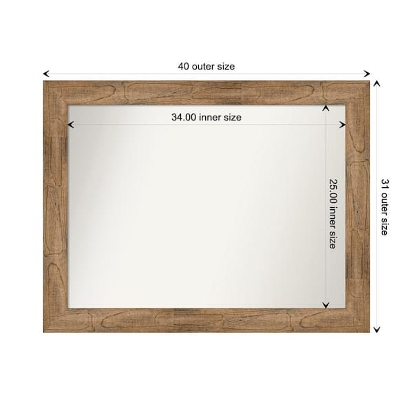 Amanti Art Owl Brown 39.5 in. W. x 30.5 in. Custom Non-Beveled Wood Framed Bathroom Vanity Wall Mirror