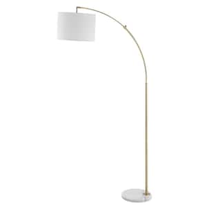 72 in. Gold Adjustable Arched Floor Lamp with White Marble Base