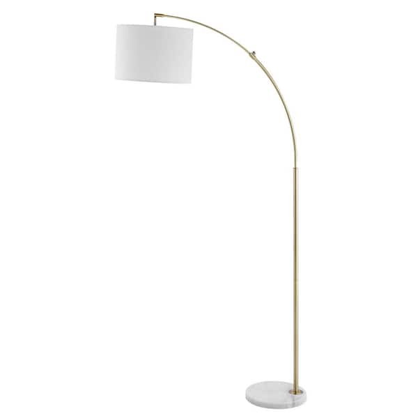 MLiAN 72 in. Gold Adjustable Arched Floor Lamp with White Marble Base