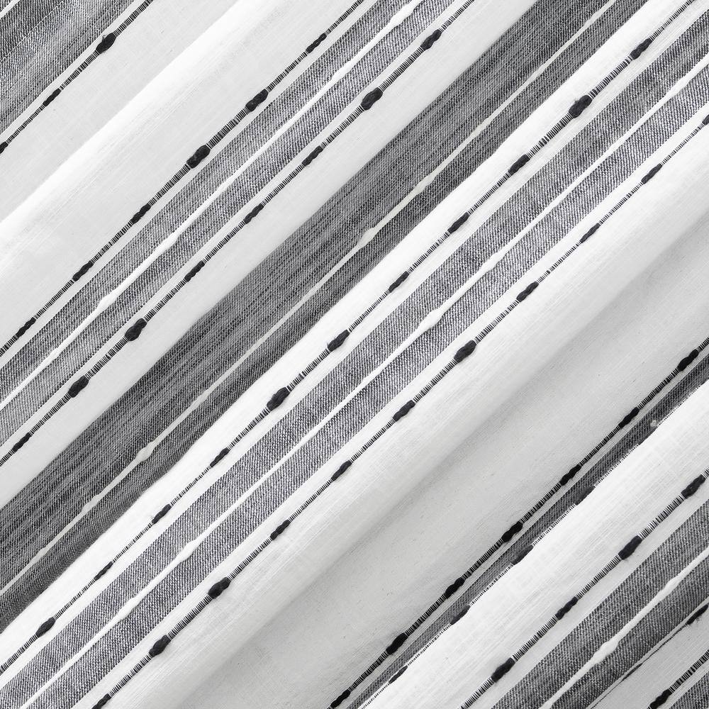 Black and White Striped Cotton Cafe Curtain Valance, 52" x 14"