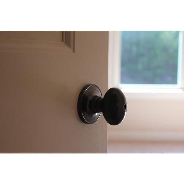 Antique Door Knobs with Oval Shaped Black Knob on Rose - Handle