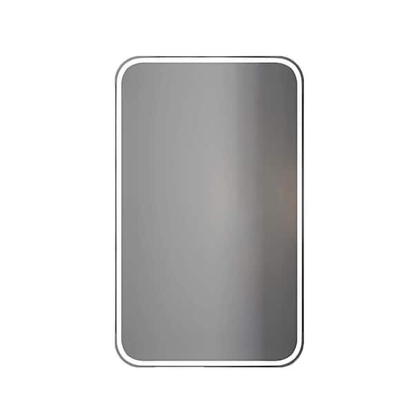Unbranded Clear 24 in. W x 32 in. Modern Square Metal Wall Mirror, Stepless Dimmable LED Bathroom Mirror with Anti-Fog