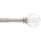 36 in. - 66 in. Telescoping 3/4 in. Single Curtain Rod Kit in Brushed Nickel with Crackled Ball Finial